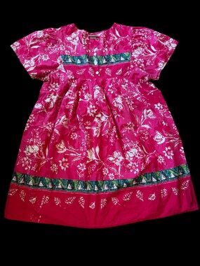 National Pink Floral Dress with White Print